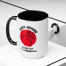 Load image into Gallery viewer, Cluck Around 'N Find out Black Tone Coffee Mugs, 15oz