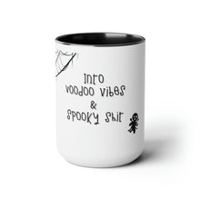 Load image into Gallery viewer, Voodoo Vibes & Spooky Shit Black Accent Coffee Mug, 15oz