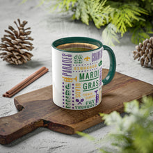 Load image into Gallery viewer, Mardi Gras Fleur-de-lis Green Accent Mug, 11oz
