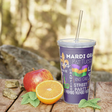 Load image into Gallery viewer, Mardi Gras Feelz (Purple) Plastic Tumbler with Straw 20oz