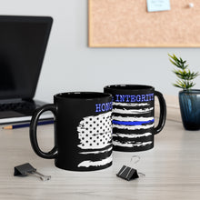 Load image into Gallery viewer, Thin Blue Line Honor & Respect Black Mug 11oz
