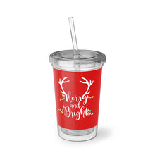 Load image into Gallery viewer, Merry And Bright Red Suave Acrylic Cup 16oz