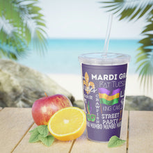 Load image into Gallery viewer, Mardi Gras Feelz (Purple) Plastic Tumbler with Straw 20oz