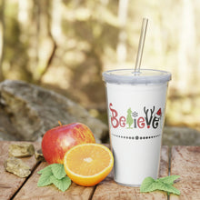 Load image into Gallery viewer, Believe Plastic Tumbler with Straw 20oz