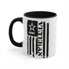Load image into Gallery viewer, Army Veteran in Flag Black Accent Mug, 11oz