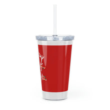 Load image into Gallery viewer, Merry and Bright Plastic Tumbler with Straw 20oz