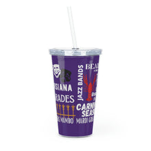 Load image into Gallery viewer, Mardi Gras Feelz (Purple) Plastic Tumbler with Straw 20oz