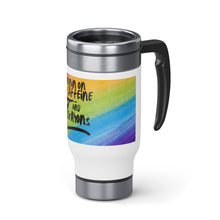 Load image into Gallery viewer, Runnin On Caffeine and Crayons Stainless Steel Travel Mug with Handle, 14oz