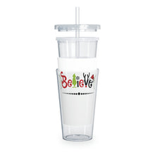 Load image into Gallery viewer, Believe Plastic Tumbler with Straw 20oz
