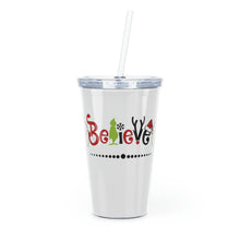 Load image into Gallery viewer, Believe Plastic Tumbler with Straw 20oz