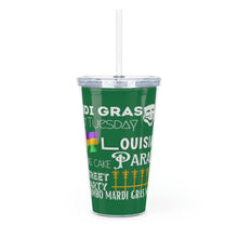 Load image into Gallery viewer, Mardi Gras Feelz (Green) Plastic Tumbler with Straw 20oz