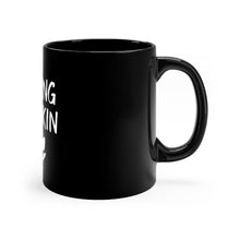 Load image into Gallery viewer, *Morning Pumpkin* Over Creepy Grin Black Mug 11oz