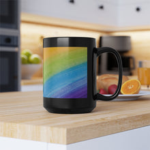 Load image into Gallery viewer, Runnin On Caffeine And Crayons Black Mug, 15oz