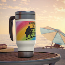 Load image into Gallery viewer, Runnin On Caffeine and Crayons Stainless Steel Travel Mug with Handle, 14oz
