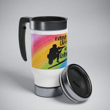 Load image into Gallery viewer, Runnin On Caffeine and Crayons Stainless Steel Travel Mug with Handle, 14oz