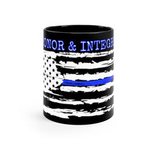 Load image into Gallery viewer, Thin Blue Line Honor & Respect Black Mug 11oz