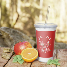 Load image into Gallery viewer, Merry and Bright Plastic Tumbler with Straw 20oz