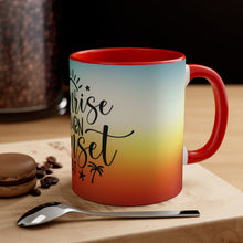Load image into Gallery viewer, Sunrise, Sunburn, Sunset, Repeat. Red Accent Mug, 11oz