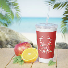 Load image into Gallery viewer, Merry and Bright Plastic Tumbler with Straw 20oz