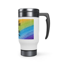 Load image into Gallery viewer, Runnin On Caffeine and Crayons Stainless Steel Travel Mug with Handle, 14oz