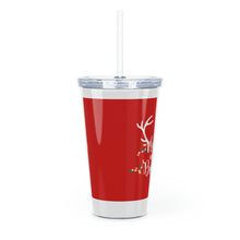 Load image into Gallery viewer, Merry and Bright Plastic Tumbler with Straw 20oz