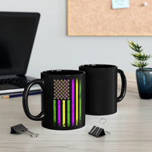 Load image into Gallery viewer, Marsi Gras Flag Black Mug 15oz
