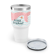 Load image into Gallery viewer, Aloha Beaches! White Ringneck Tumbler, 30oz
