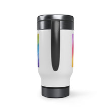 Load image into Gallery viewer, Runnin On Caffeine and Crayons Stainless Steel Travel Mug with Handle, 14oz
