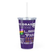 Load image into Gallery viewer, Mardi Gras Feelz (Purple) Plastic Tumbler with Straw 20oz
