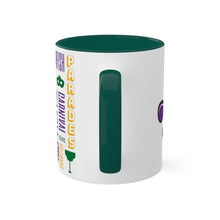 Load image into Gallery viewer, Mardi Gras Fleur-de-lis Green Accent Mug, 11oz
