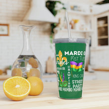 Load image into Gallery viewer, Mardi Gras Feelz (Green) Plastic Tumbler with Straw 20oz
