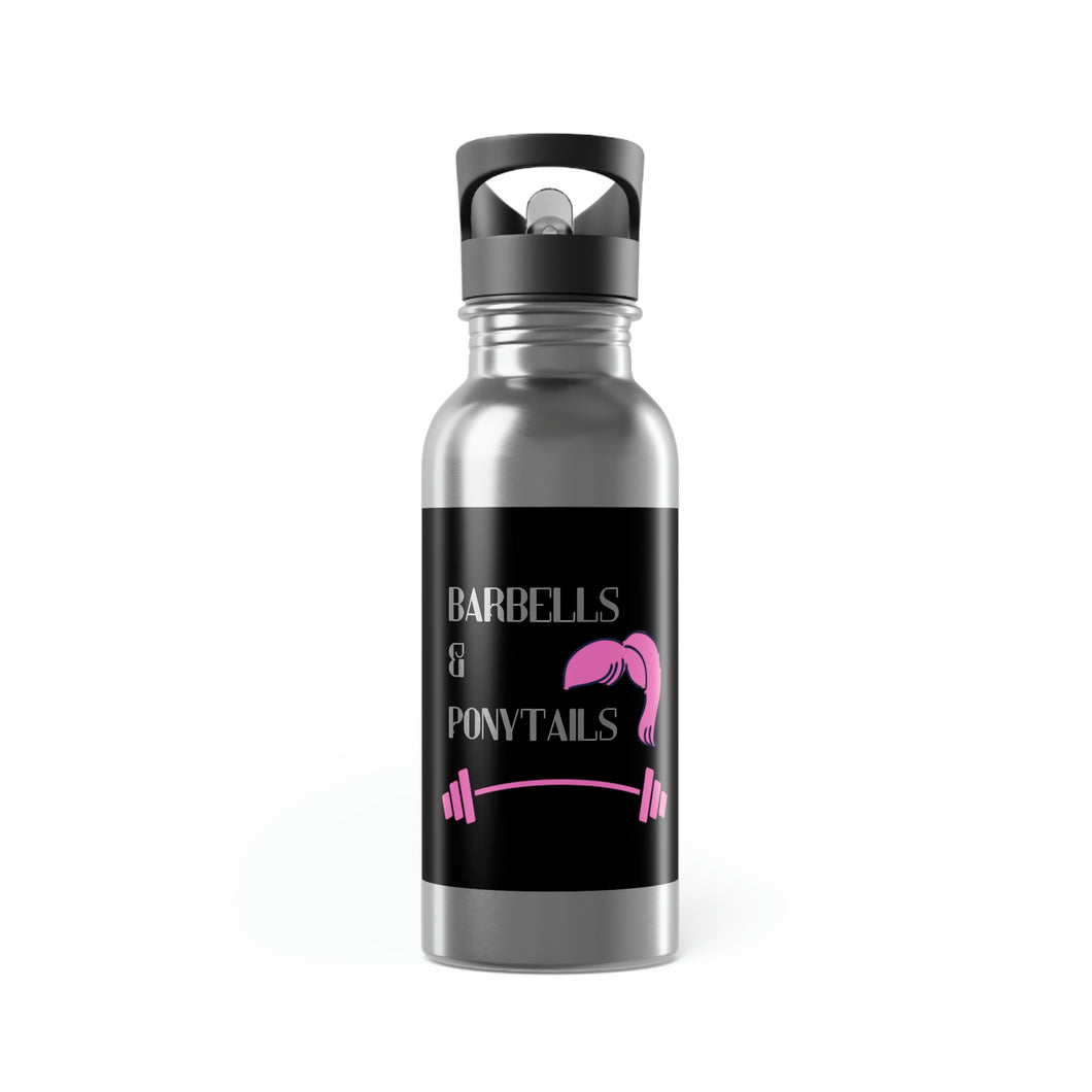 Barbells & Ponytails Stainless Steel Water Bottle With Straw, 20oz