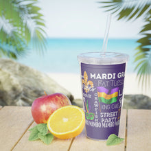 Load image into Gallery viewer, Mardi Gras Feelz (Purple) Plastic Tumbler with Straw 20oz
