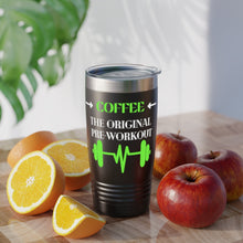 Load image into Gallery viewer, Coffee. The Original Pre-Workout  Black Ringneck Tumbler, 20oz
