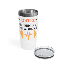 Load image into Gallery viewer, Coffee. The Original Pre-Workout  White Ringneck Tumbler, 20oz

