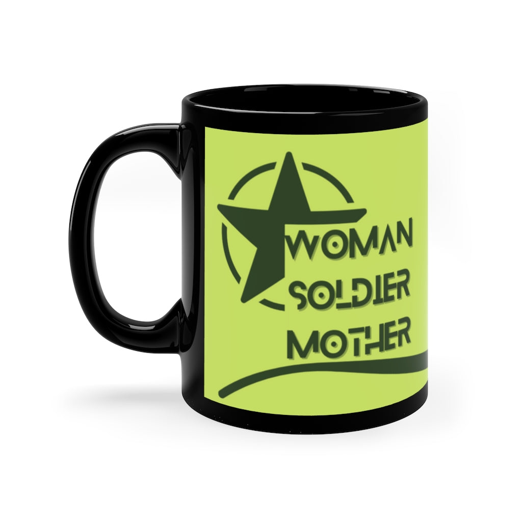 Woman Soldier Mother Black Mug 11oz