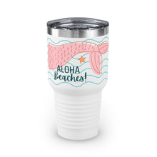 Load image into Gallery viewer, Aloha Beaches! White Ringneck Tumbler, 30oz
