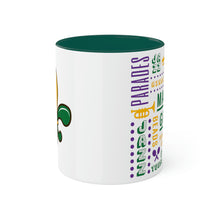 Load image into Gallery viewer, Mardi Gras Fleur-de-lis Green Accent Mug, 11oz
